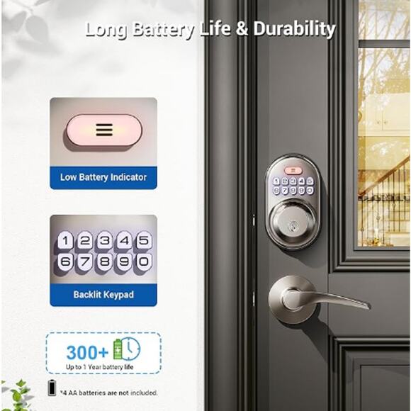 Veise RZ-A Keypad Digital Deadbolt Keyless Entry Door Lock in Satin Nickel New - Picture 4 of 9